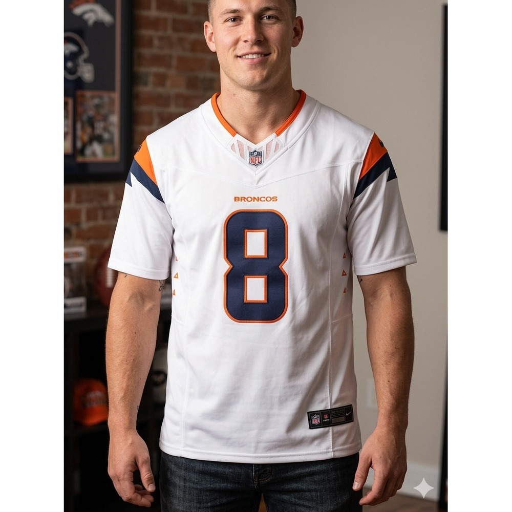 Nike Denver Broncos Jarrett Stidham 8 Jersey White Mens Small NFL Football New - Picture 1 of 5